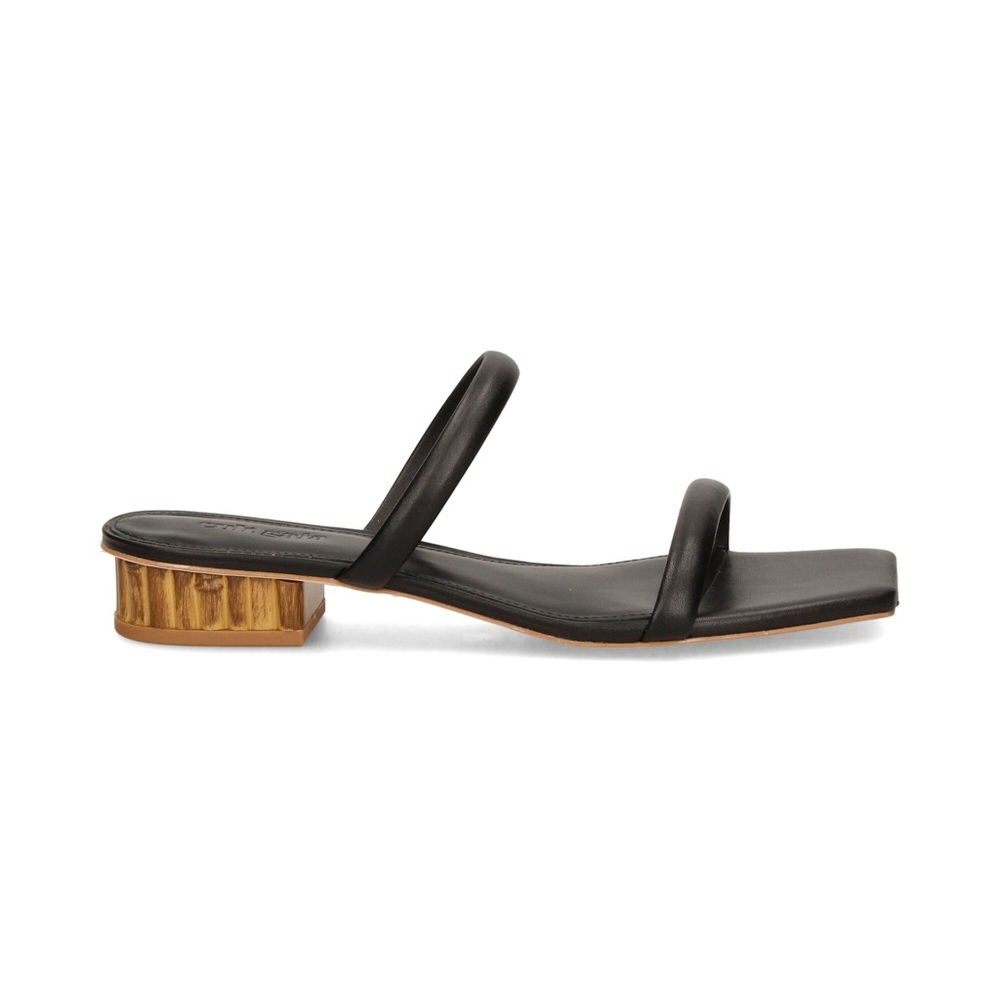 New Cult Gaia Women's Liz Leather Bamboo Heel Sandals  Black Size 41.5 - Picture 13 of 15